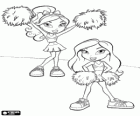 Twee cheerleaders gekleed Bratz poppen