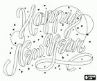 Gelukkig nieuwjaar, Happy New Year met letters gemaakt met serpentijn