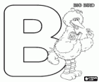 Letter B met Big Bird en een vlinder. Sesamstraat Alfabet