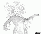 Medusa, vrouwelijke monster uit de Griekse mythologie, die draaide zich om steen die keek