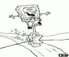 SpongeBob rijden op een eenwieler, een enkele wielen