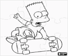 Puzzel van Bart Simpson vallen uit de skateboard