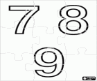 Puzzel van Cijfers 7, 8 en 9