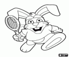 Konijn met een tennisracket