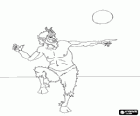 Faunus in de Romeinse mythologie of Pan in de Griekse mythologie. Faunus dansen in het maanlicht