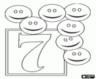 Zeven lachende gezichten met het nummer 7