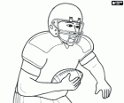 American football-speler met de bal