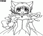 Momomiya Ichigo, de hoofdpersoon van Tokyo Mew Mew, Mew Ichigo getransformeerd je robot Masha