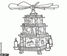 De kerst Piramide is een traditie in Duitsland en de Tsjechische Republiek. Een klein houten carrousel met propeller die ronddraait door de hitte van de kaarsen, versierd met kerst thema's