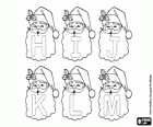 Kerst Alfabet, letters van Santa. Hoofdletters H tot M in de baard van de kerstman