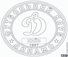 Embleem van FC Dynamo Kiev of Kyiv, Oekraïens voetbalelftal. Futbolni Klub Dynamo Kyïv, originele Oekraïense naam getranslitereerde