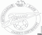 Embleem van FC Zenit Sint-Petersburg, de Russische voetbalclub. Futbolni Klub Zenit Sankt-Peterburg, Russisch oorspronkelijke naam getranslitereerde