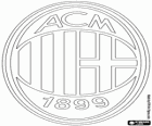 Logo van AC Milan, de Italiaanse voetbalclub uit de stad Milaan. Associazione Calcio Milan, oorspronkelijke naam in het Italiaans