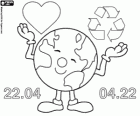 Dag van de Aarde, 22 april. Een gelukkige wereld, een wereld van recycling en liefde voor het milieu