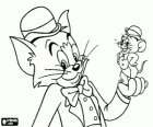 Tom en Jerry zeer met elegante met bolhoed en vlinderdas