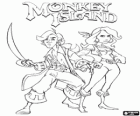 Monkey Island, een avonturen game. Guybrush Threepwood en Elaine Marley, de belangrijkste protagonisten