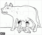 Puzzel van het Romeinse Rijk - Romulus en Remus, de stichters van Rome, gezoogd door een wolvin