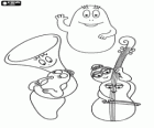 De Barbapapa Orkest, kan de barbapapas worden gevormd zoals gewenst: bijvoorbeeld, een trombone of een cello