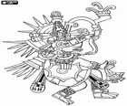 Quetzalcoatl, de Azteekse god van het leven, de gevederde slang. Tekening uit de Codex Bourbon