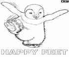 Mumble, de kleine pinguïn begint te dansen. Happy Feet