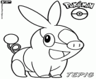 Tepig, dit varken is het eerste pokémon type vuur van Teselia. Pokabu