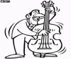 Musicus spelen de contrabas of doublebass