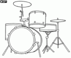 Drumstel, collectie van drums en andere percussie muziekinstrumenten