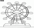 Reuzenrad, grote roterende circulaire structuur met cabines. Amusement park