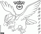 Braviary, vliegende pokémon, een adelaar-achtige pokémon. Laatste evolutie van Rufflet. Woguru