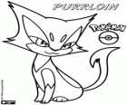 Purrloin, Choroneko in het Japans, katachtige Pokémon die in Liepard evolueert