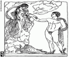 De Griekse halfgod Perseus bespaart Andromeda, zoals vertelt de Griekse mythologie