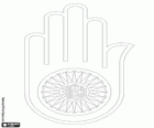 De Jaina hand, symbool van Jainism