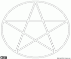 Pentakel, een pentagram binnen een cirkel. Het symbool voor Wicca religie, een vijf-puntige ster