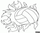 Volleybal bal met vlammen