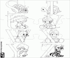 Puzzel Alfabet babys en dieren, hoofdletters van S tot T
