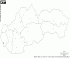 Kaart van Slowakije of Slowaakse Republiek. Land grenst aan Polen, Oekraïne, Hongarije, Oostenrijk en Tsjechië