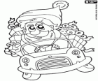 Kerstman rijdt een auto