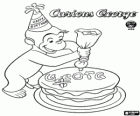Nieuwsgierig aapje, Curious George met cake van de kindverjaardag