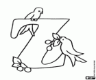 Letter Z met twee vogeltjes