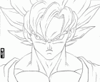 Het gezicht van Goku, een krijger Super Saiyan Dragon Ball