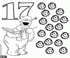 Nummer 17 en Koekiemonster heeft geschilderd zeventien cookies