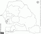 Kaart van de Republiek Senegal. Hoofdstad: Dakar. Land in West-Afrika met kust aan de Atlantische Oceaan