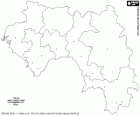 Kaart van de Republiek Guinee. Hoofdstad: Conakry. Land in West-Afrika met kust in de Atlantische Oceaan