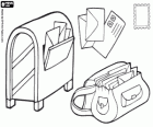 Post Werelddag, 9 oktober. Een postvak, de postbode zak, de correspondentie, een stempel