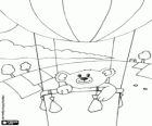 Een teddybeer in een hete luchtballon