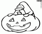 Halloween in Club Penguin, een pinguïn met een Halloween pompoen