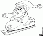 Santa op een sneeuwscooter