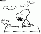 Snoopy en Woodstock kijken naar de hemel
