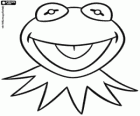 Het gezicht van Kermit de kikker. Kermit de kikker masker