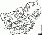 Twee Littlest PetShop dieren: een tijger welp en een vogeltje